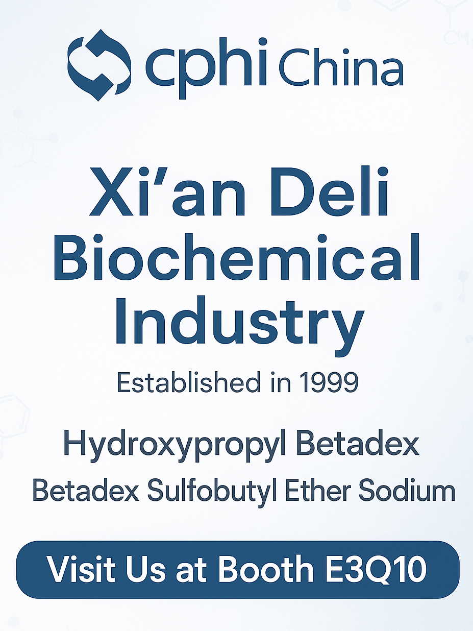 Chi China 2025 Алдын-ала қарау: Hydroxypropyl Betadex және сульфобутил эфирлі натрий ерітінділері XIAN Deli's Booth e3q10 сахнасын алады